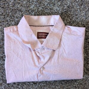 Consequence Mens Paisley Long Sleeve Button Up Shirt Large Pink Woven